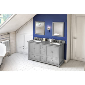 Jeffrey Alexander VKITADD60GRSGR 60" Grey Addington Vanity, double bowl, Steel Grey Cultured Marble Vanity Top, two undermount rectangle bowls