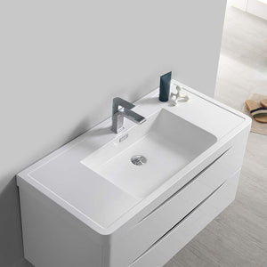 Fresca FVN9040WH Fresca Tuscany 40" Glossy White Wall Hung Modern Bathroom Vanity w/ Medicine Cabinet