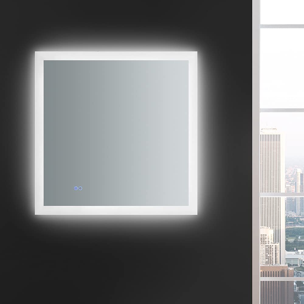 Fresca FMR013030 Fresca Angelo 30" Wide x 30" Tall Bathroom Mirror w/ Halo Style LED Lighting and Defogger