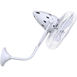 Matthews Fan BP-WH-MTL Bruna Parede wall fan in Gloss White finish.