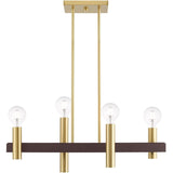 Livex Lighting 46864-12 4 Light Satin Brass & Bronze Linear Chandelier