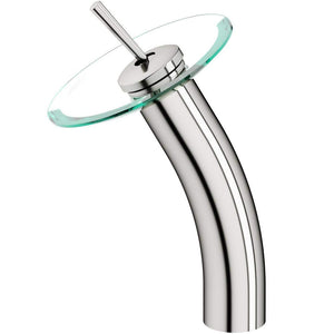 VIGO Waterfall 11.5 inch H Single Hole Single Handle Bathroom Faucet in Brushed Nickel - Vessel Sink Faucet VG03002BN