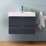 Fresca FCB8330WH-I Fresca Valencia 30" Glossy White Wall Hung Modern Bathroom Vanity