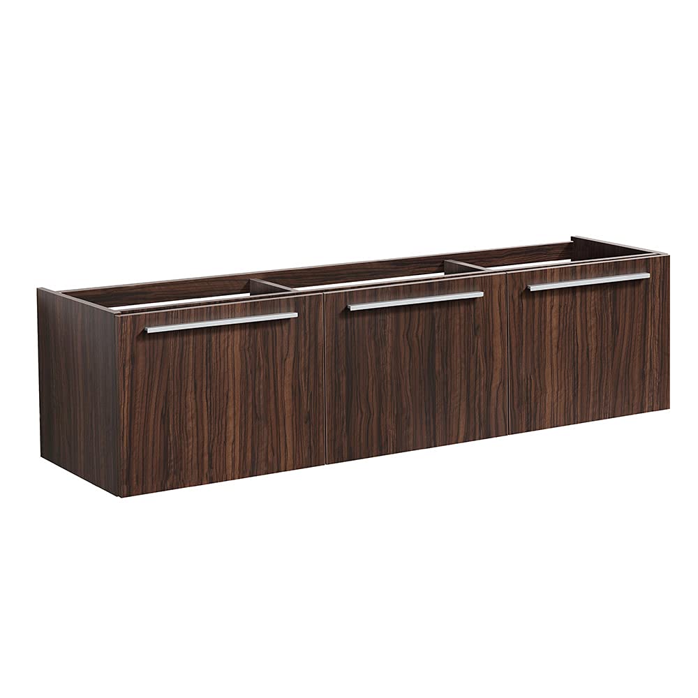 Fresca FCB8093GW Fresca Vista 60" Walnut Wall Hung Single Sink Modern Bathroom Cabinet