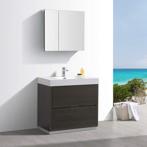 Fresca FVN8436GG Fresca Valencia 36" Dark Slate Gray Free Standing Modern Bathroom Vanity w/ Medicine Cabinet