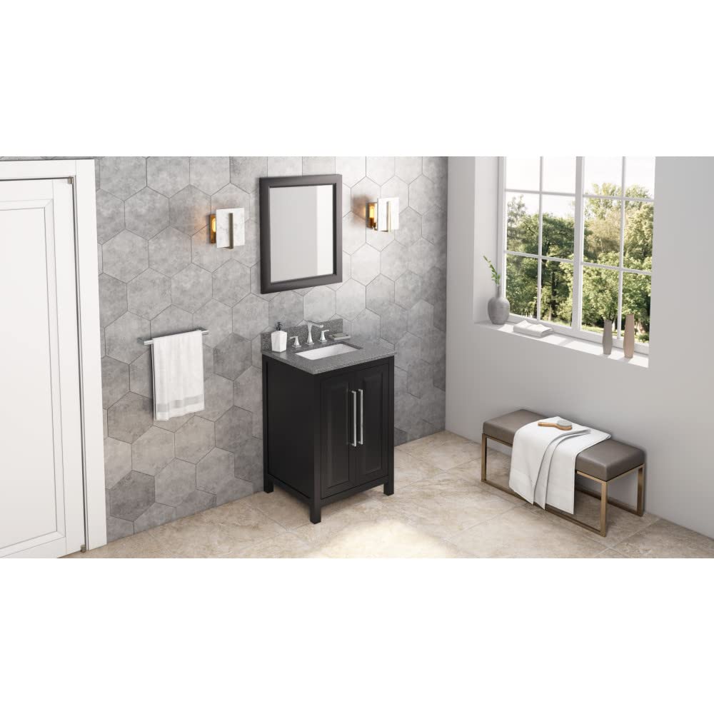 Jeffrey Alexander VKITCAD24BKBOR 24" Black Cade Vanity, Boulder Cultured Marble Vanity Top, undermount rectangle bowl