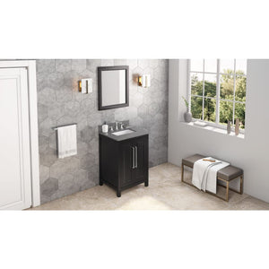 Jeffrey Alexander VKITCAD24BKBOR 24" Black Cade Vanity, Boulder Cultured Marble Vanity Top, undermount rectangle bowl