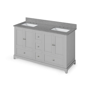 Jeffrey Alexander VKITADD60GRSGR 60" Grey Addington Vanity, double bowl, Steel Grey Cultured Marble Vanity Top, two undermount rectangle bowls