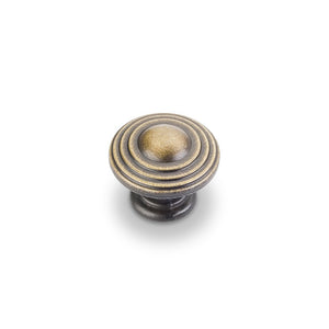 Jeffrey Alexander 137ABSB 1-1/4" Diameter Antique Brushed Satin Brass Stacked Bremen 2 Cabinet Knob