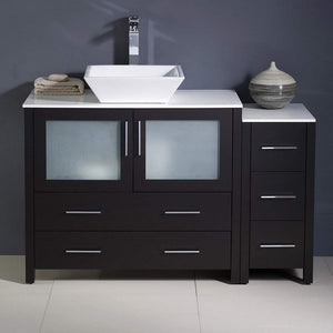 Fresca FCB62-3612WH-CWH-V Fresca Torino 48" White Modern Bathroom Cabinets w/ Top & Vessel Sink