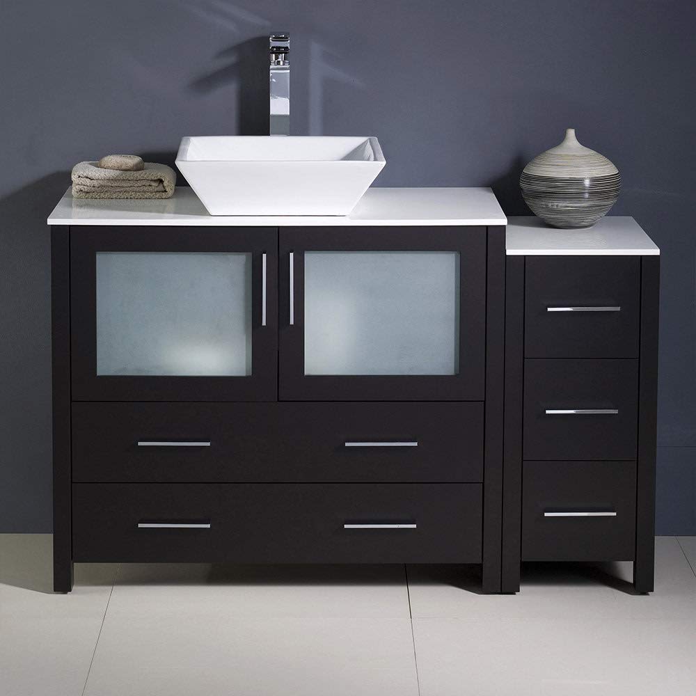 Fresca FCB62-3612ES-CWH-V Fresca Torino 48" Espresso Modern Bathroom Cabinets w/ Top & Vessel Sink
