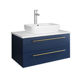 Fresca FCB6130RBL-VSL-CWH-V Fresca Lucera 30" Royal Blue Wall Hung Modern Bathroom Cabinet w/ Top & Vessel Sink