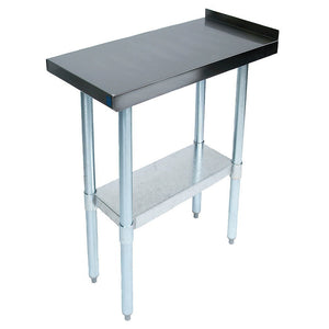 John Boos EFT8-3018 Stainless Steel 430 Riser Top Filler Table, 1.5" Turn Up with Adjustable Undershelf, 18" Length x 30" Width