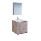 Fresca FVN9224RNW Fresca Catania 24" Rustic Natural Wood Wall Hung Modern Bathroom Vanity w/ Medicine Cabinet