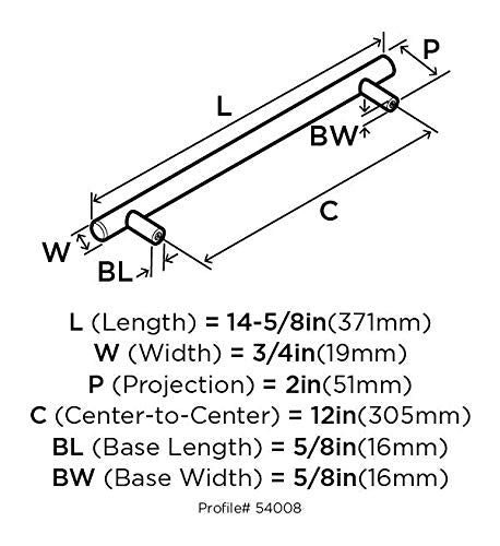 Amerock Appliance Pull Stainless Steel 12 inch (305 mm) Center to Center Bar Pulls 1 Pack Drawer Pull Drawer Handle Cabinet Hardware