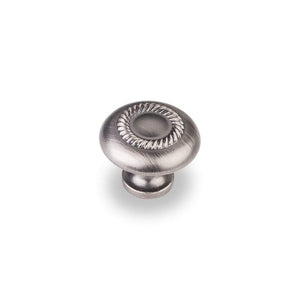 Elements Z118-BNBDL 1-1/4" Diameter Brushed Pewter Rope Detailed Cypress Cabinet Mushroom Knob