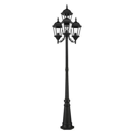 Livex Lighting 7557-04 Outdoor Post with Clear Beveled Glass Shades, Black