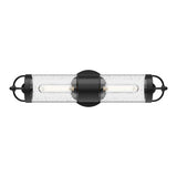 Alora EW461102BKCB LANCASTER 2 HEAD 5" EXTERIOR WALL TEXTURED BLACK CLEAR BUBBLE GLASS E26 60WX2