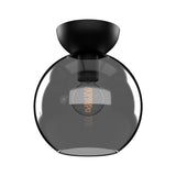 Kuzco SF59708-BK/SM ARCADIA 8" SEMI-FLUSH MATTE BLACK SMOKED GLASS E26 60W