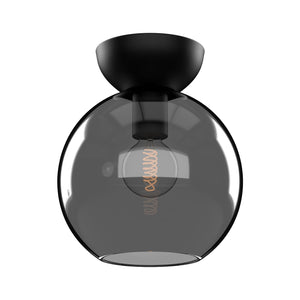Kuzco SF59708-BK/SM ARCADIA 8" SEMI-FLUSH MATTE BLACK SMOKED GLASS E26 60W