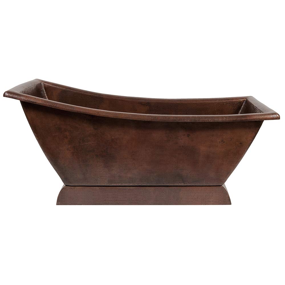 Premier Copper Products BTSC67DB 67-inch Hammered Copper Canoa Single Slipper Bathtub - Oil Rubbed Bronze…