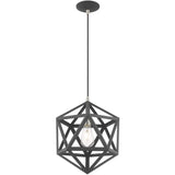 Livex Lighting 41328-76 Geometric Shade - 13" One Light Mini Pendant, Scandinavian Gray Finish with Scandinavian Gray Metal Shade