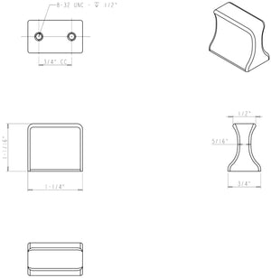 Jeffrey Alexander 752-19SN 1-1/4" Overall Length (16 mm Center-to-Center)  Satin Nickel Sullivan Cabinet Knob