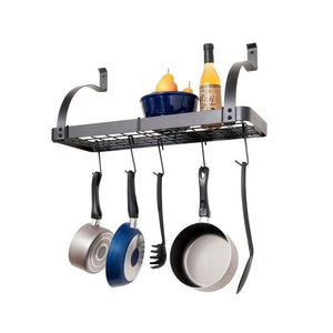 Enclume MPB-06 GY 24" One Piece Bookshelf Wall Rack w/Curved Arms & 8 Hooks GY