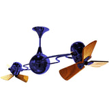Matthews Fan IV-BLUE-WD Italo Ventania 360° dual headed rotational ceiling fan in Safira (Blue) finish with solid sustainable mahogany wood blades.