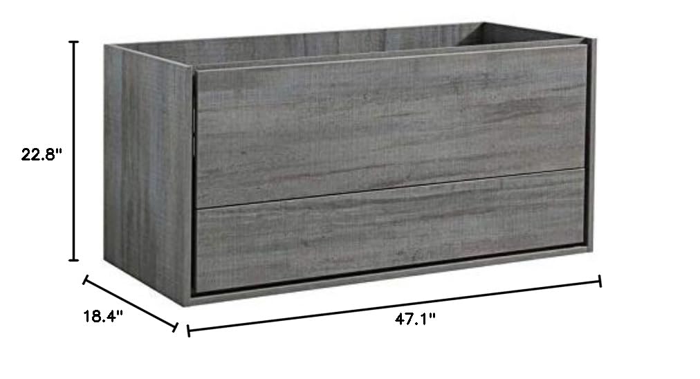 Fresca FCB9248OG-D Fresca Catania 48" Ocean Gray Wall Hung Double Sink Modern Bathroom Cabinet