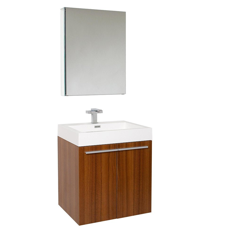 Fresca FVN8058TK Fresca Alto 23" Teak Modern Bathroom Vanity w/ Medicine Cabinet