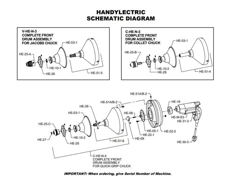 General Wire V-HE-N-3 Complete Front Assembly for Jacobs Chuck