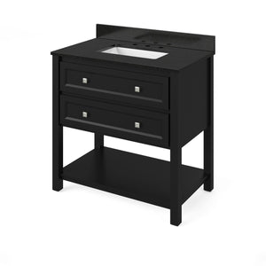 Jeffrey Alexander VKITADL36BKBGR 36" Black Adler Vanity, Black Granite Vanity Top, undermount rectangle bowl