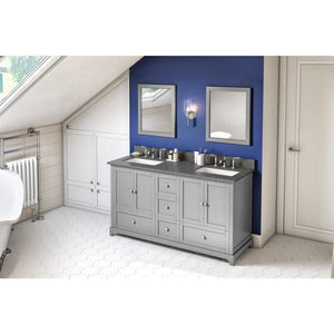 Jeffrey Alexander VKITADD60GRBOR 60" Grey Addington Vanity, double bowl, Boulder Cultured Marble Vanity Top, two undermount rectangle bowls
