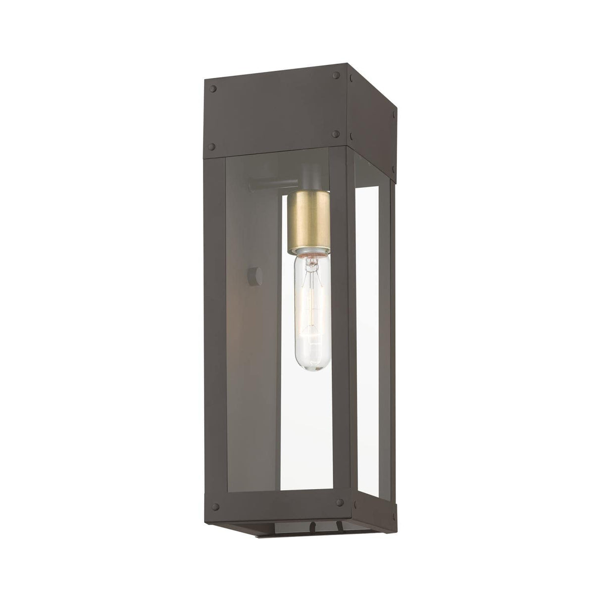 Barrett 1 Light Outdoor Sconce in Bronze with Antique Brass Candle (20873-07)