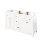Jeffrey Alexander VKITCHA60WHWCR 60" White Chatham Vanity, double bowl, White Carrara Marble Vanity Top, two undermount rectangle bowls