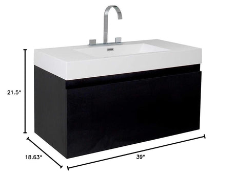 Fresca FCB8010BW-I Fresca Mezzo 39" Black Modern Bathroom Cabinet w/ Integrated Sink