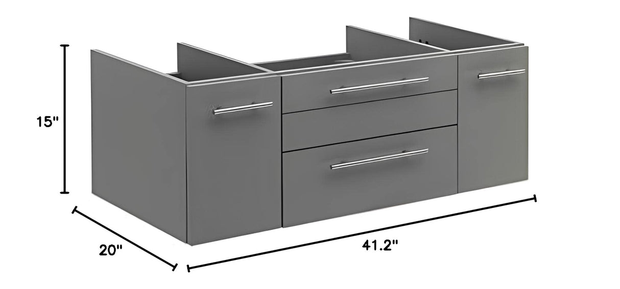 Fresca FCB6142GR-UNS Fresca Lucera 42" Gray Wall Hung Undermount Sink Modern Bathroom Cabinet