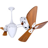 Matthews Fan AR-WH-WD Ar Ruthiane 360° dual headed rotational ceiling fan in gloss white finish with solid sustainable mahogany wood blades.