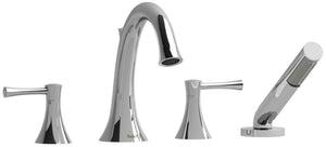 Riobel ED12LC 4-Piece Deck-Mount Tub Filler with Hand Shower, Chrome — Bathroom Bathtub & Shower Trim Systems