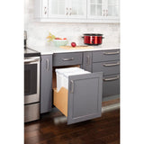 Hardware Resources CDM-WBMD3518WH Double 35 Quart Wood Bottom-Mount Soft-close Trashcan Pullout for Door Mounting, Includes Two White Cans