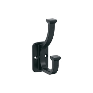 Amerock H37007MB Alder Double Prong Decorative Wall Hook Matte Black Hook for Coats, Hats, Backpacks, Bags Hooks for Bathroom, Bedroom, Closet, Entryway, Laundry Room, Office