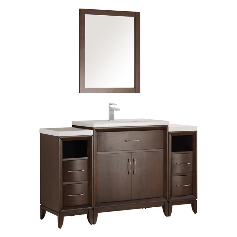 Fresca FVN21-123012AC Fresca Cambridge 54" Antique Coffee Traditional Bathroom Vanity w/ Mirror