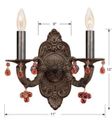 Paris Market 2 Light Amber Crystal Venetian Bronze Sconce 5200-VB-AMBER