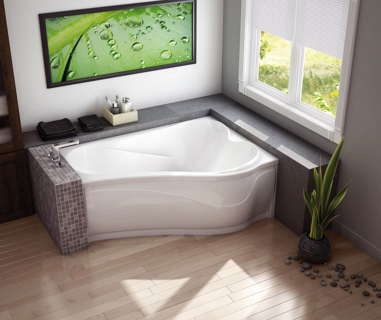MAAX 105728-000-001-002 Murmur 6043 ASY Acrylic Drop-in Right-Hand Drain Bathtub in White