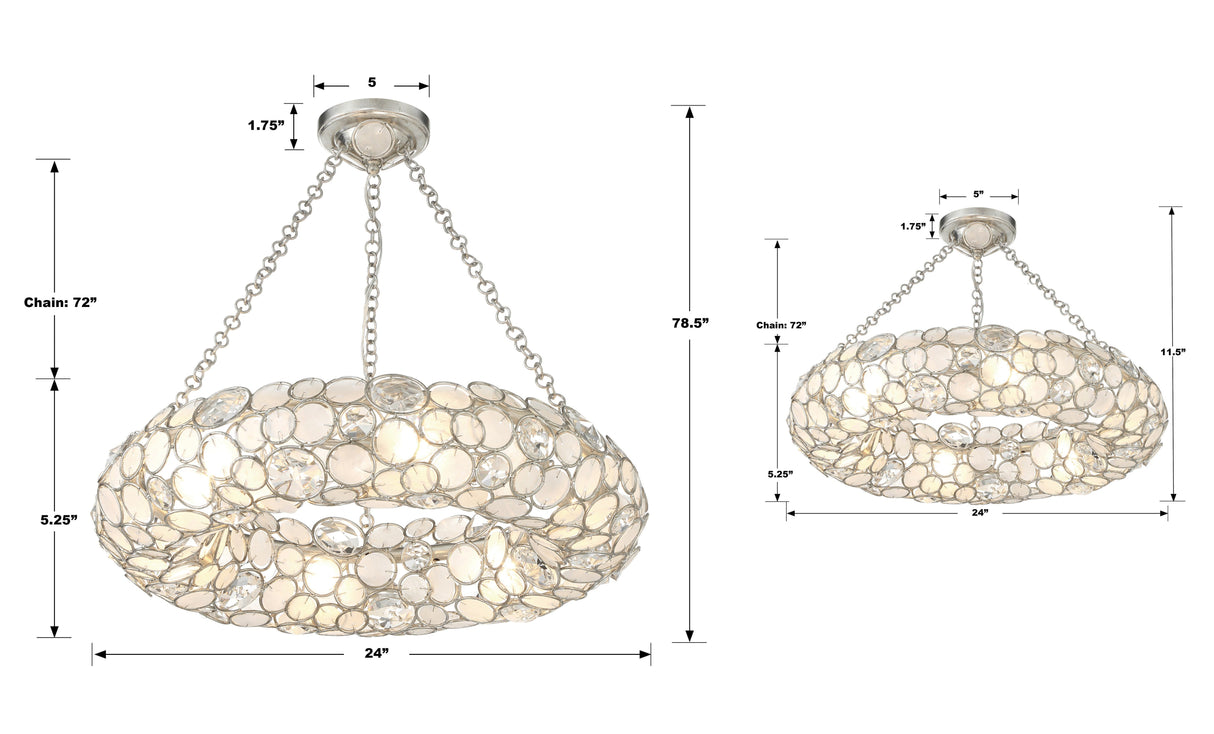 Palla 6 Light Antique Silver Semi Flush Mount 525-SA_CEILING