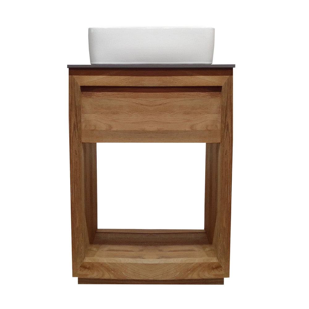 Rennes 24" Reclaimed Wood Vanity in Walnut with Slate Countertop and Single Hole Vessel Sink