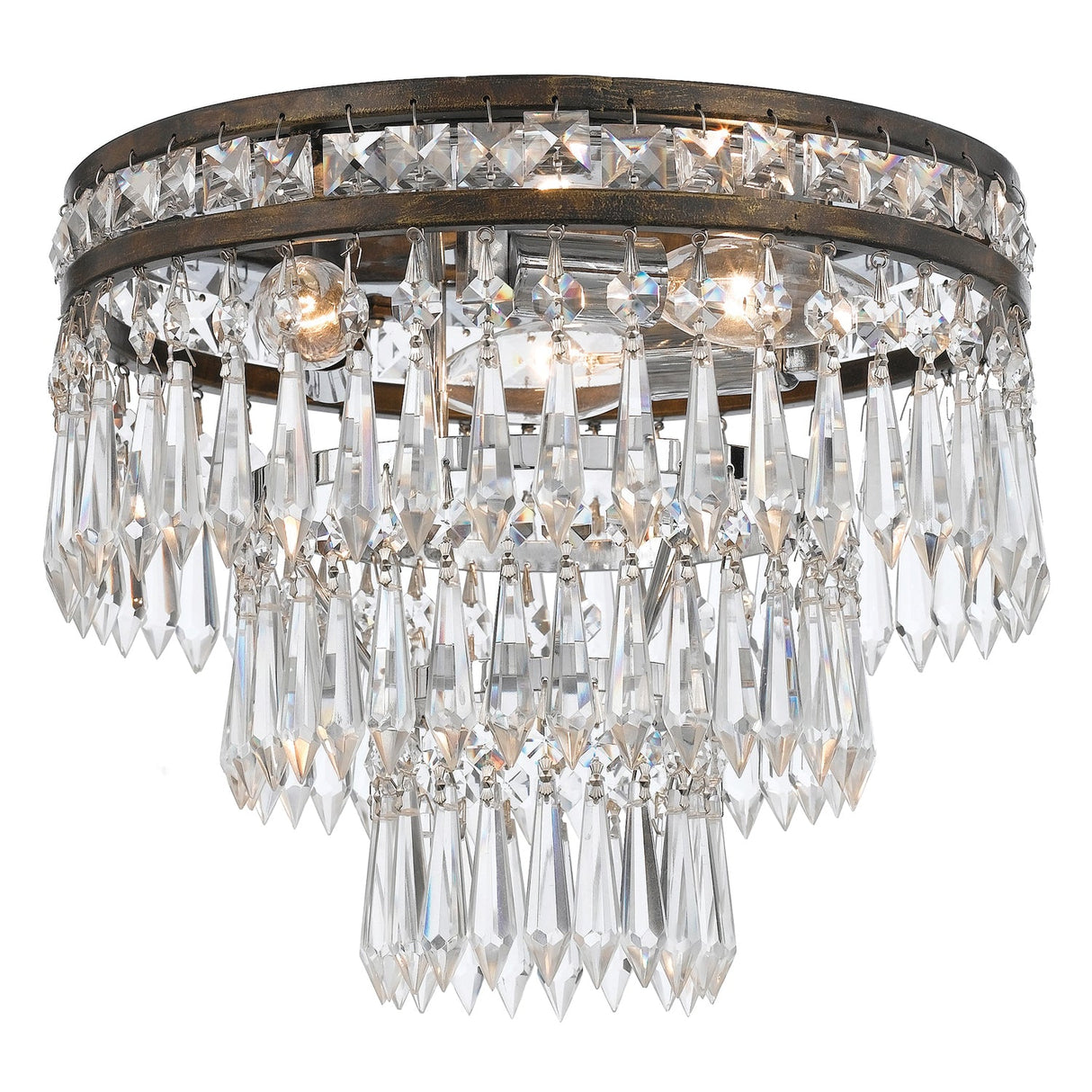 Mercer 3 Light Hand Cut Crystal English Bronze Flush Mount 5260-EB-CL-MWP