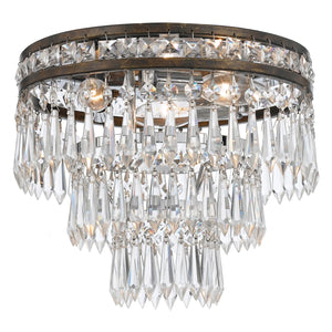 Mercer 3 Light Hand Cut Crystal English Bronze Flush Mount 5260-EB-CL-MWP