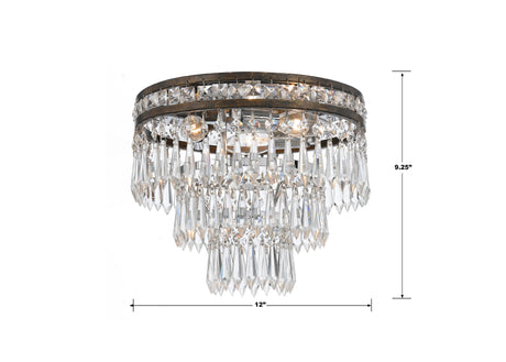 Mercer 3 Light Hand Cut Crystal English Bronze Flush Mount 5260-EB-CL-MWP